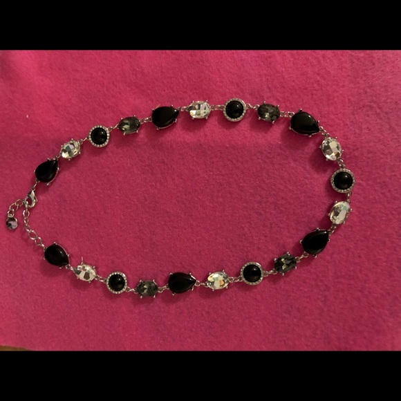 Charter Club SilverTone Black, Crystal & Smoke stone necklace . - Picture 2 of 6